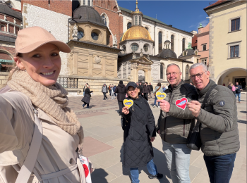 Tourists visiting Krakow attractions